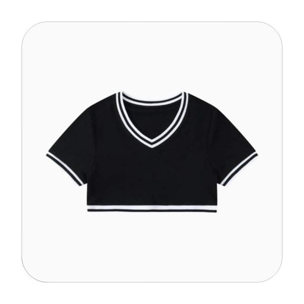 Women's Color Block V-Neck Crop T-Shirt