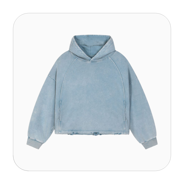 Vintage Washed Frayed-Hem Hoodie