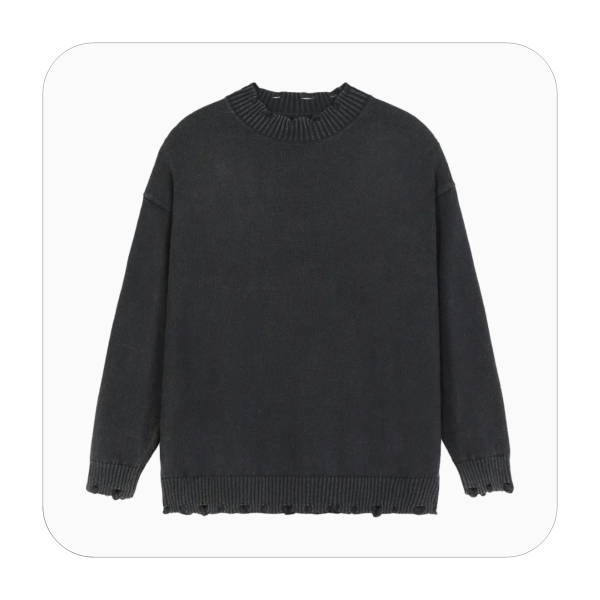 Vintage Washed Hand-Frayed Sweater