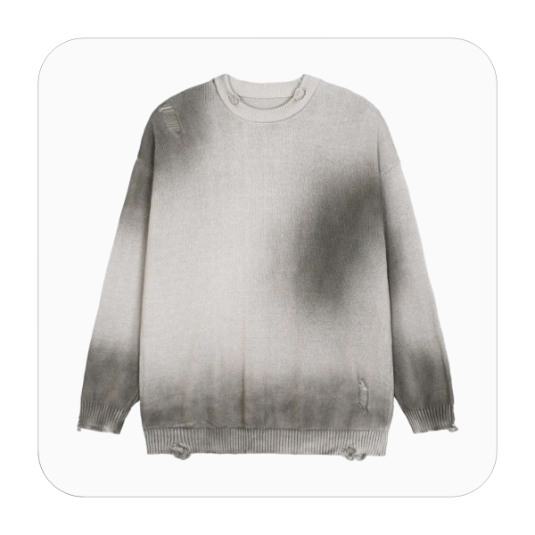 Sun Fade Distressed Ripped Crewneck sweater