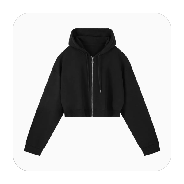 Essential Cropped Zip-Up Hoodie