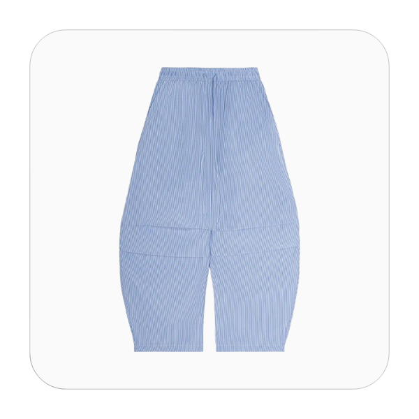 Vertical Stripe Drawstring Barrel Pants