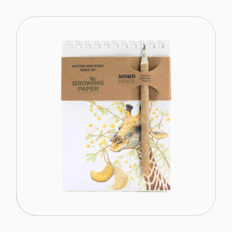 Giraffe Seed Paper A6 Notebook with MOMO Pencil